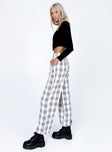 Princess Polly   Declan Checked Wide Leg Pants White