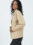 Jacket Waffle material Classic collar Button fastening at front Twin chest pockets Faux hip pocket Silver-toned hardware