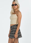 Mini skirt Plaid print Belt looped waist Invisible zip fastening at side