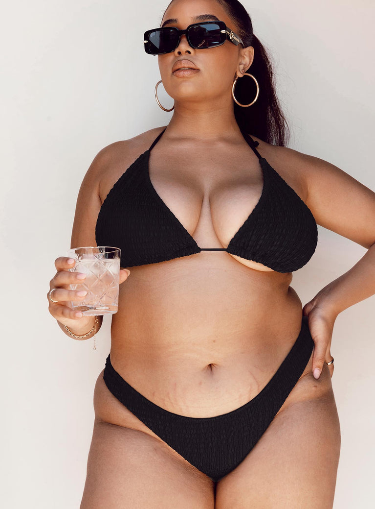 Blanca High Cut Shirred Bikini Bottoms Black Curve