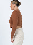 Daniel Knit Cardigan Brown Princess Polly  Cropped 