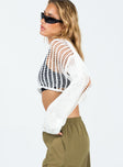 Cropped sweater Knit material Wide neckline  Drop shoulder  Good stretch 