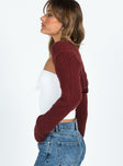 Aytan Bolero Sweater Burgundy Princess Polly  Cropped 