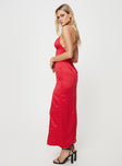 Maxi dress Slim fitting, silky material, adjustable shoulder straps, lace-up back with tie fastening, invisible zip fastening at back Non-stretch, fully lined