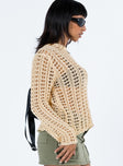 Beige sweater Crochet material Good stretch