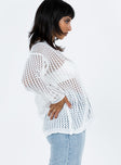 White Jumper Crochet material Drop shoulder  Good stretch