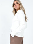 White jumper Knit material  Drop shoulder Fixed rolled cuffs 