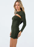 Matching set Soft knit material Strapless mini dress Thin elasticated band at bust Long sleeve bolero