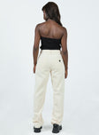 Jeans Corduroy material High rise Belt looped waist Zip & button fastening Classic five-pocket design Straight leg