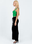 Maxi skirt Zip fastening at side Ruching at front with tie fastening Good stretch Unlined 