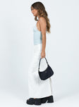 Maxi skirt Invisible zip fastening at back  Drawstring at waist Cargo style leg pockets Slit at back