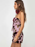 Devino Flower Strapless Mini Dress Pink Multi