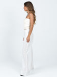 Pants Belt looped waist  Zip & button fastening  Twin hip pockets Anglaise detail at hem & waist