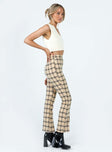 Pants Plaid print Invisible zip fastening at back Slits at hem Straight leg