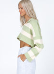 Benson Cropped Sweater Green / White