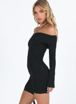 Playsuit Soft knit material Off the shoulder design Ribbed neckline, cuffs and hem