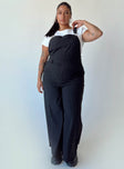 Overalls Pinstripe print  Adjustable shoulder straps  Single chest pockets  Belt looped waist  Four classic pockets  Invisible zip fastening at side  Wide leg 