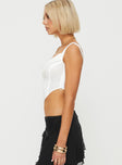 Crop top Fixed shoulder straps, square neckline, pointed hem, inviisble zip fastening at side