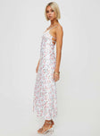 Floral maxi dress Adjustable shoulder straps, scooped neckline, invisible zip fastening Non-stretch material, unlined