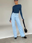 Princess Polly Mid Rise  Jeannie Wide Leg Jeans Light Wash Denim