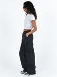 Pants Mid rise Elasticated waistband with drawstring Four pocket design Wide leg Drawstring cuff