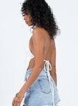 Top Soft knit material Halter style Tie fastening at front & back