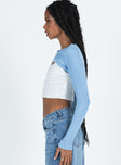 Blue bolero Ribbed knit material Good stretch