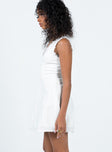 Mini dress Lace trim V neckline Hook & eye fastening at front Invisible zip fastening at back 