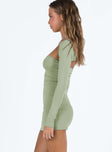 Sage mini dress and top set Long sleeve bolero Strapless mini dress