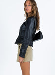 Jacket Faux leather material High neckline Zip fastening at front Faux chest pockets Twin hip pockets Zip cuff