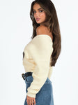 Sweater Knit material Wrap design Off shoulder design Good stretch