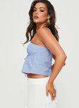 Strapless top Elasticated band at bust, tie detail