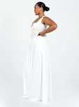 White maxi skirt Thick elasticated waistband with drawstring