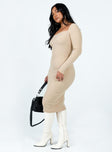 Long sleeve midi dress Soft knit material  Sweetheart neckline 