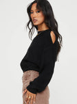 Sweater Cold shoulder design cut out, long sleeves, knit material, ribbed cuffs and waist