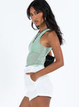 White shorts Broderie anglaise material Thick elasticated waistband Twin hip pockets