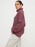 Turtle neck sweater Relaxed fit, soft knit material, drop shoulder Good stretch, unlined