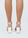 Nightfall Ankle Strap Block Heels Matte White