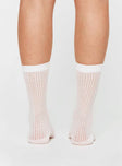 Knee high socks, ribbed material