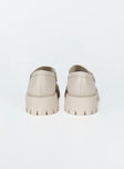 Loafers Faux leather material Platform base Treaded sole Silver-toned snaffle detail Rounded toe