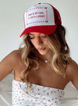 Trucker hat Princess Polly Exclusive 50% cotton 50% polyester Graphic print  Mesh back panels  Snap back fastening 