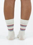 Socks Ribbed knit material Striped design Good stretch OSFM