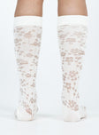 Socks Knee high Sheer design Floral print