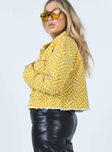 Trippy Waves Cropped Jacket Yellow