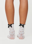 Sheer socks, bow detail