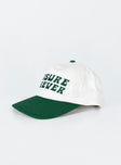 White and green cap Embroidered graphic Snapback fastening