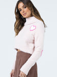 Love Lies Turtleneck Jumper Pink