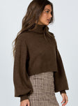 Zahara Cropped Turtleneck Jumper Brown