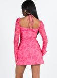 Dyer Sheer Sleeve Mini Dress Pink