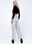 Princess Polly   Declan Checked Wide Leg Pants White